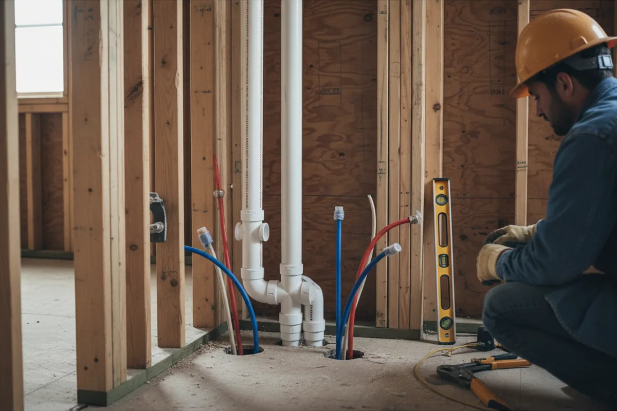 Drain and supply rough-in during Sump Pump Repair in Vicksburg